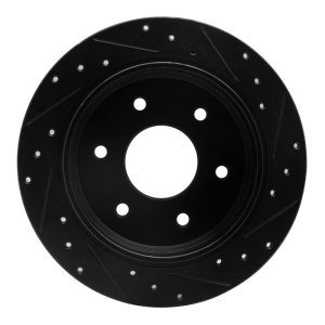 Infiniti QX56 Brake Rotor (1) - Rear Left - R1 Concepts - Drilled & Slotted - Black - `04-`15